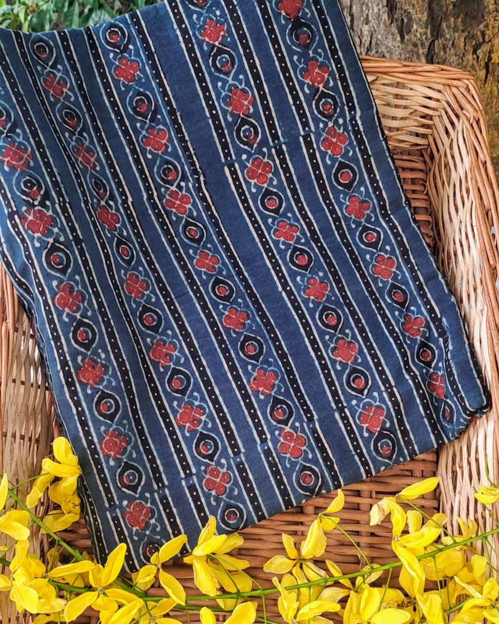 BLUE -  AJRAKH COTTON RUNNING FABRIC