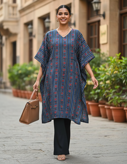 BLUE -  AJRAKH COTTON RUNNING FABRIC