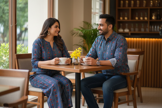 BLUE -  AJRAKH COTTON RUNNING FABRIC