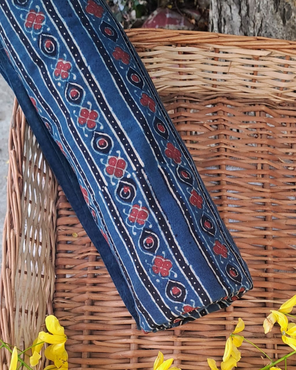 BLUE -  AJRAKH COTTON RUNNING FABRIC