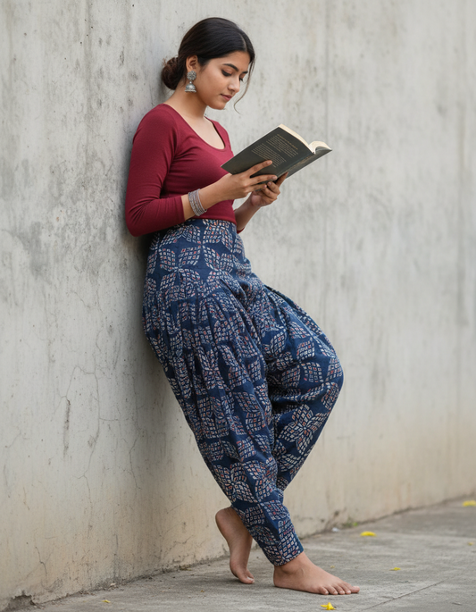 BLUE -  AJRAKH COTTON RUNNING FABRIC