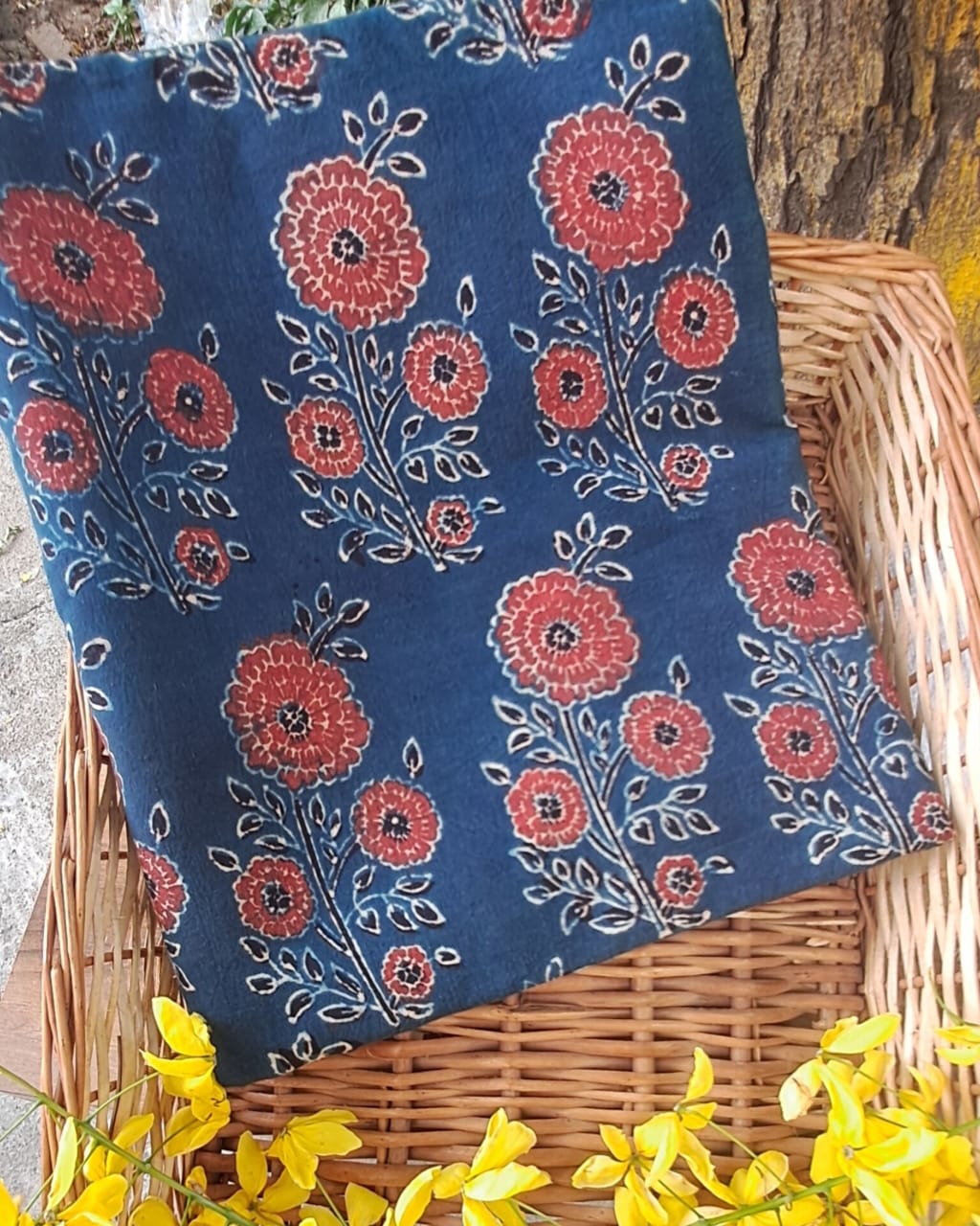 BLUE - AJRAKH COTTON  RUNNING FABRIC