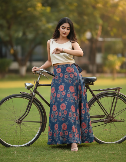 BLUE - AJRAKH COTTON  RUNNING FABRIC