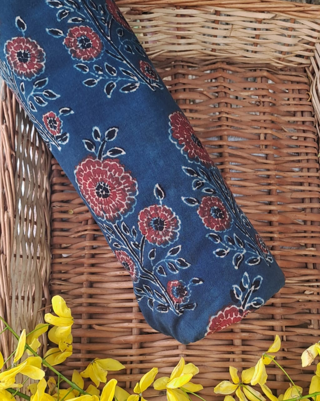 BLUE - AJRAKH COTTON  RUNNING FABRIC