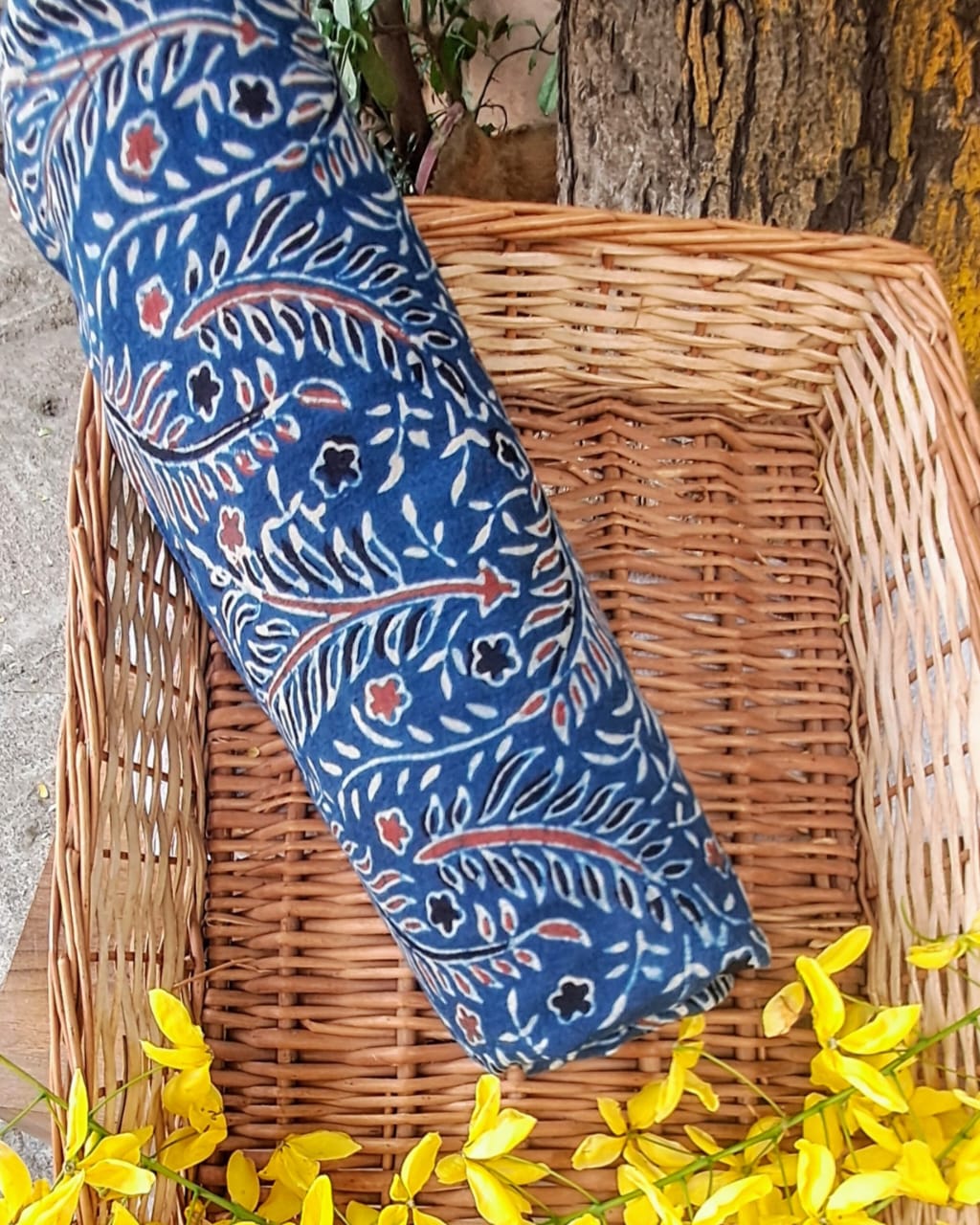 BLUE - AJRAKH COTTON  RUNNING FABRIC