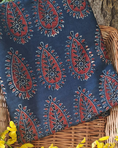 BLUE - AJRAKH COTTON RUNNING FABRIC