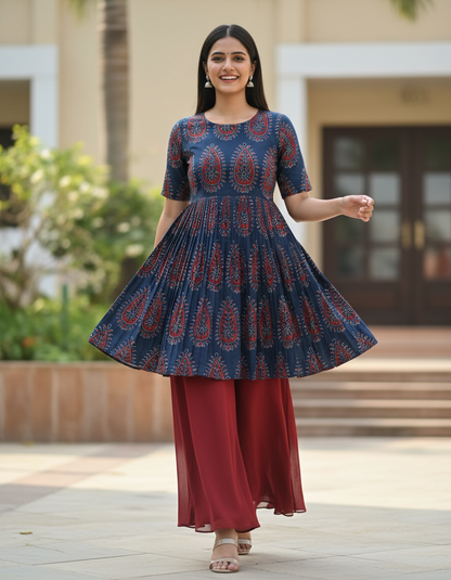 BLUE - AJRAKH COTTON RUNNING FABRIC