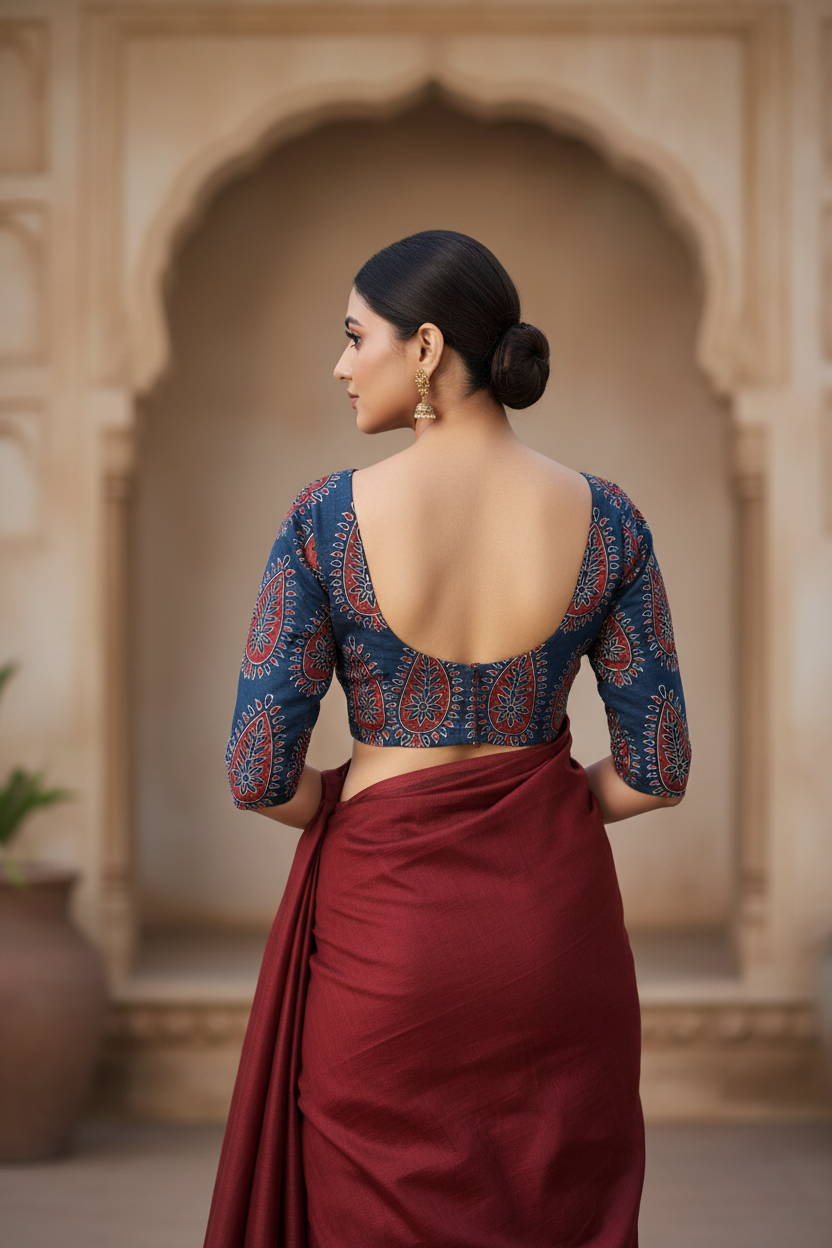 BLUE - AJRAKH COTTON RUNNING FABRIC