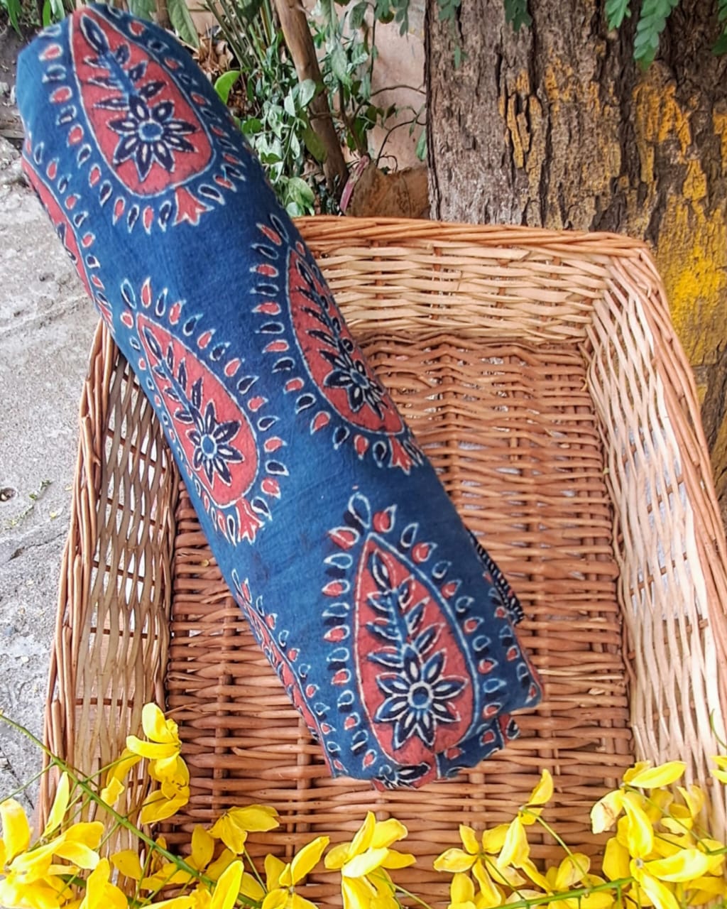 BLUE - AJRAKH COTTON RUNNING FABRIC