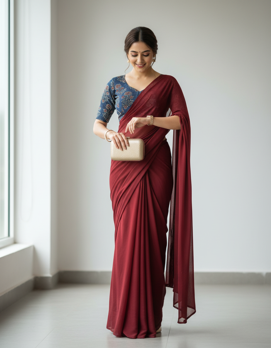 BLUE -AJRAKH COTTON RUNNING FABRIC