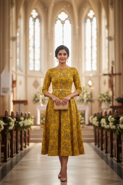 YELLOW - AJRAKH COTTON RUNNING FABRIC