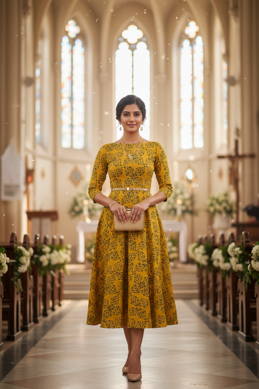 YELLOW - AJRAKH COTTON RUNNING FABRIC