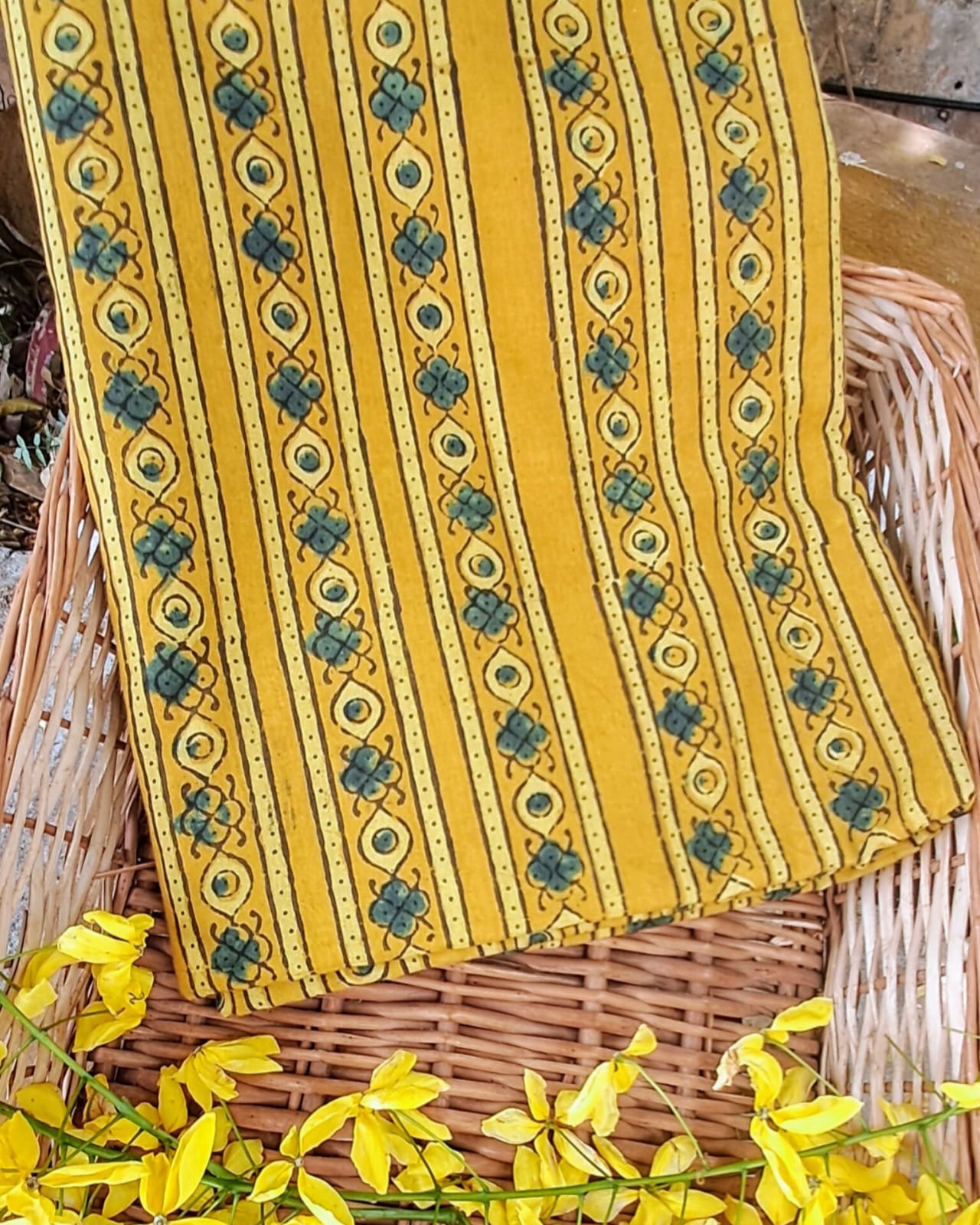 YELLOW - AJRAKH COTTON RUNNING FABRIC