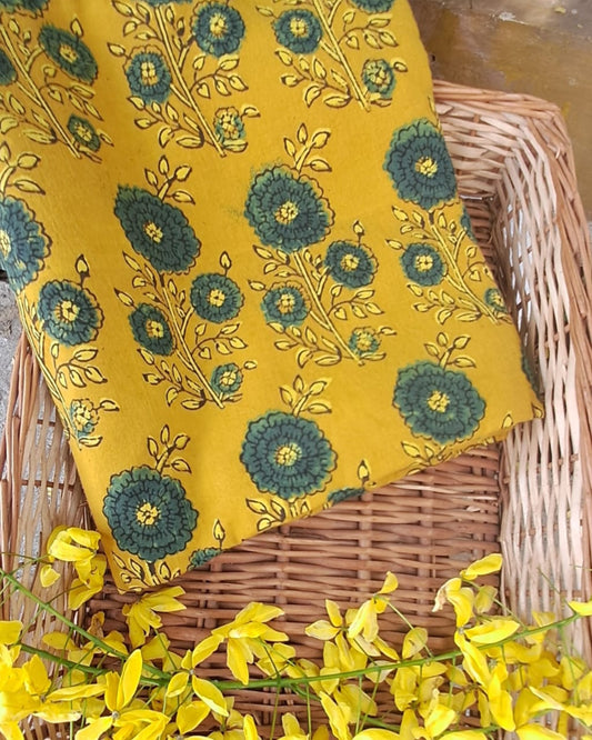 YELLOW - AJRAKH COTTON RUNNING FABRIC