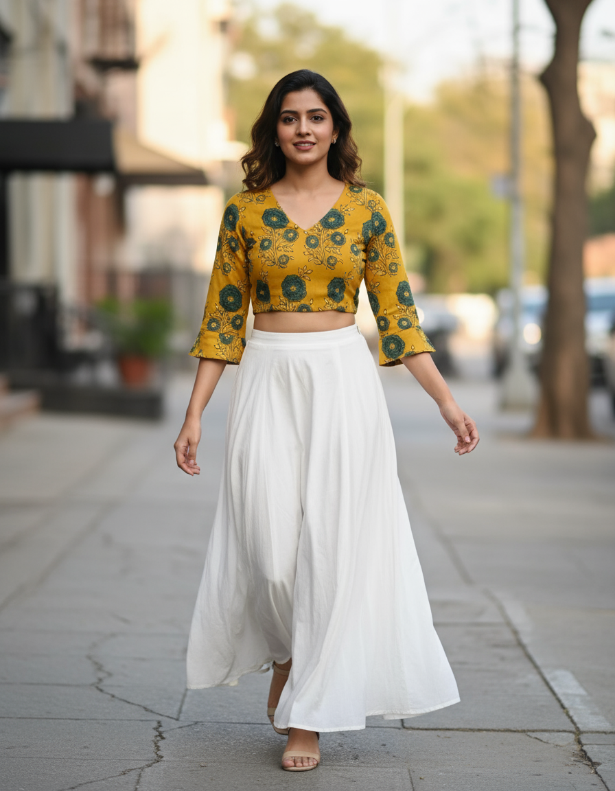 YELLOW - AJRAKH COTTON RUNNING FABRIC