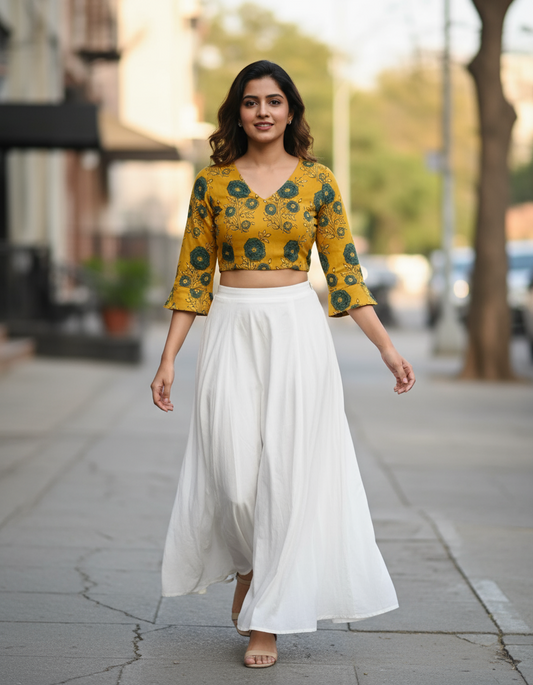 YELLOW - AJRAKH COTTON RUNNING FABRIC