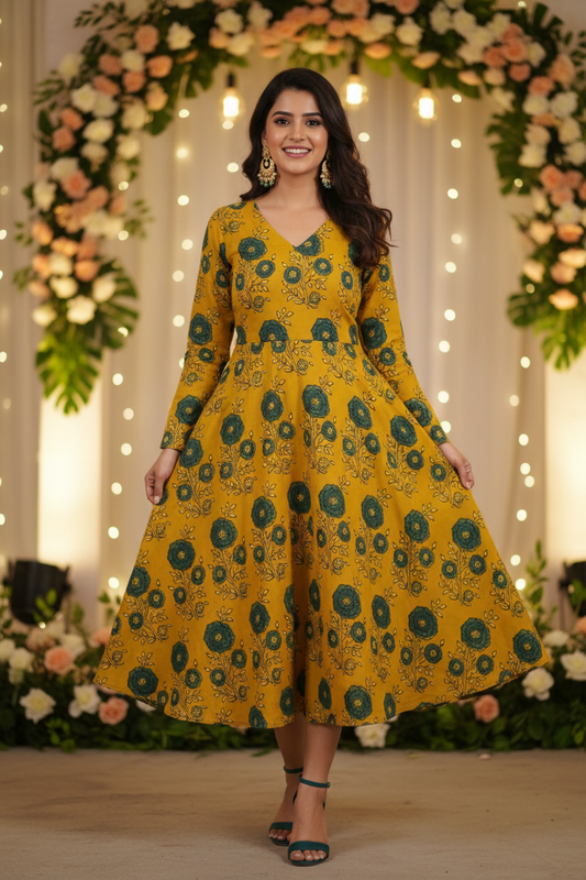 YELLOW - AJRAKH COTTON RUNNING FABRIC