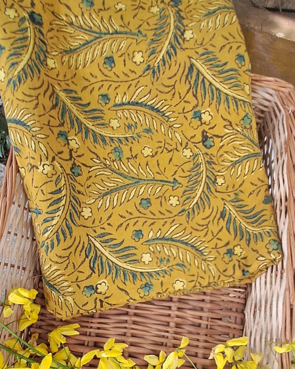 YELLOW - AJRAKH  COTTON RUNNING FABRC