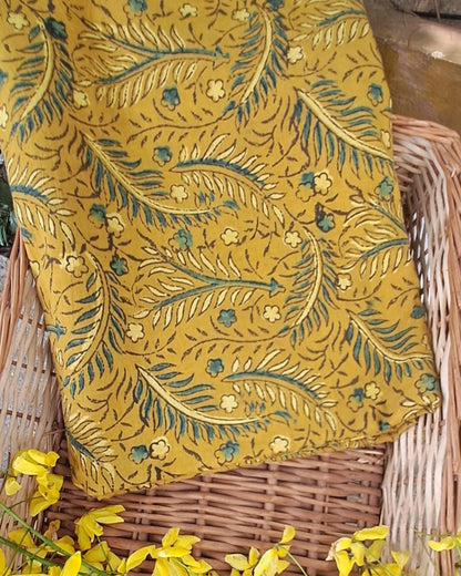 YELLOW - AJRAKH  COTTON RUNNING FABRC