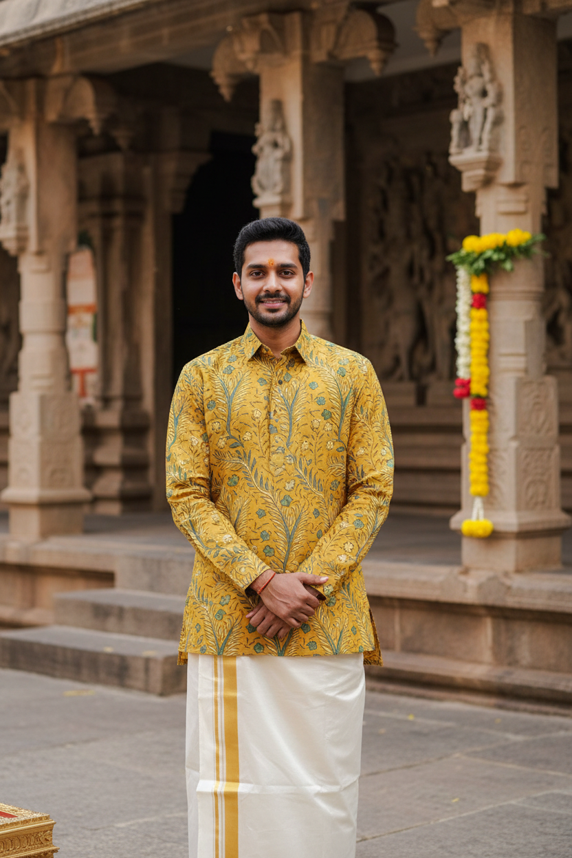 YELLOW - AJRAKH  COTTON RUNNING FABRC