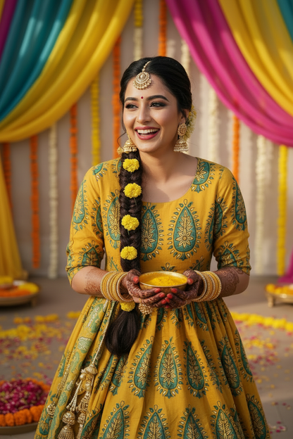 YELLOW - AJRAKH COTTON  RUNNING FABRIC