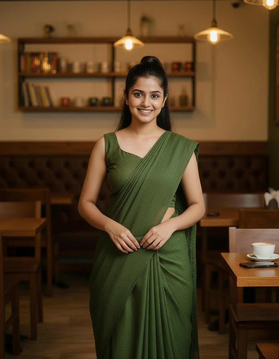 ALGAE GREEN KHADHI SAREE