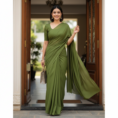 BOTTLE GREEN KHADHI SAREE
