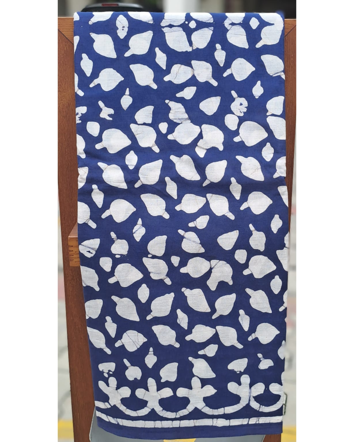 INDIGO HANDBLOCK MULMUL SAREE