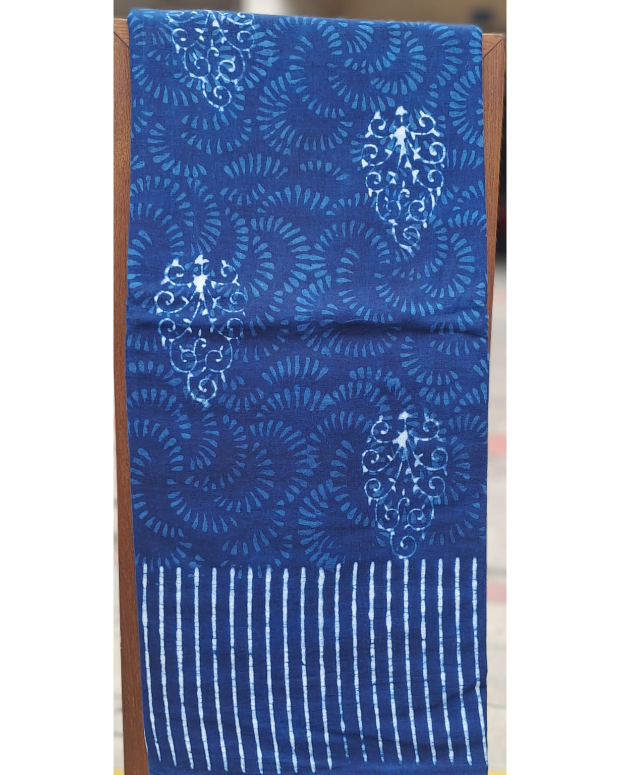INDIGO HANDBLOCK MULMUL SAREE