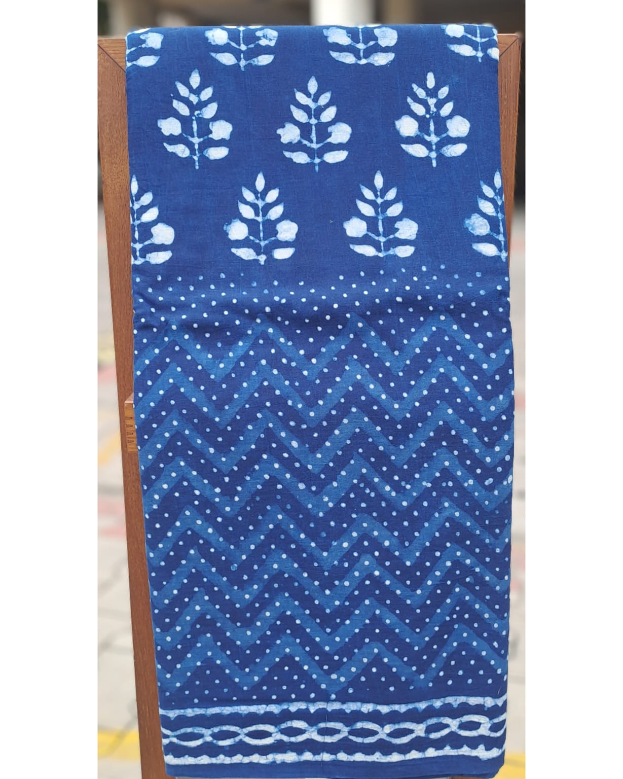 INDIGO HANDBLOCK MULMUL SAREE