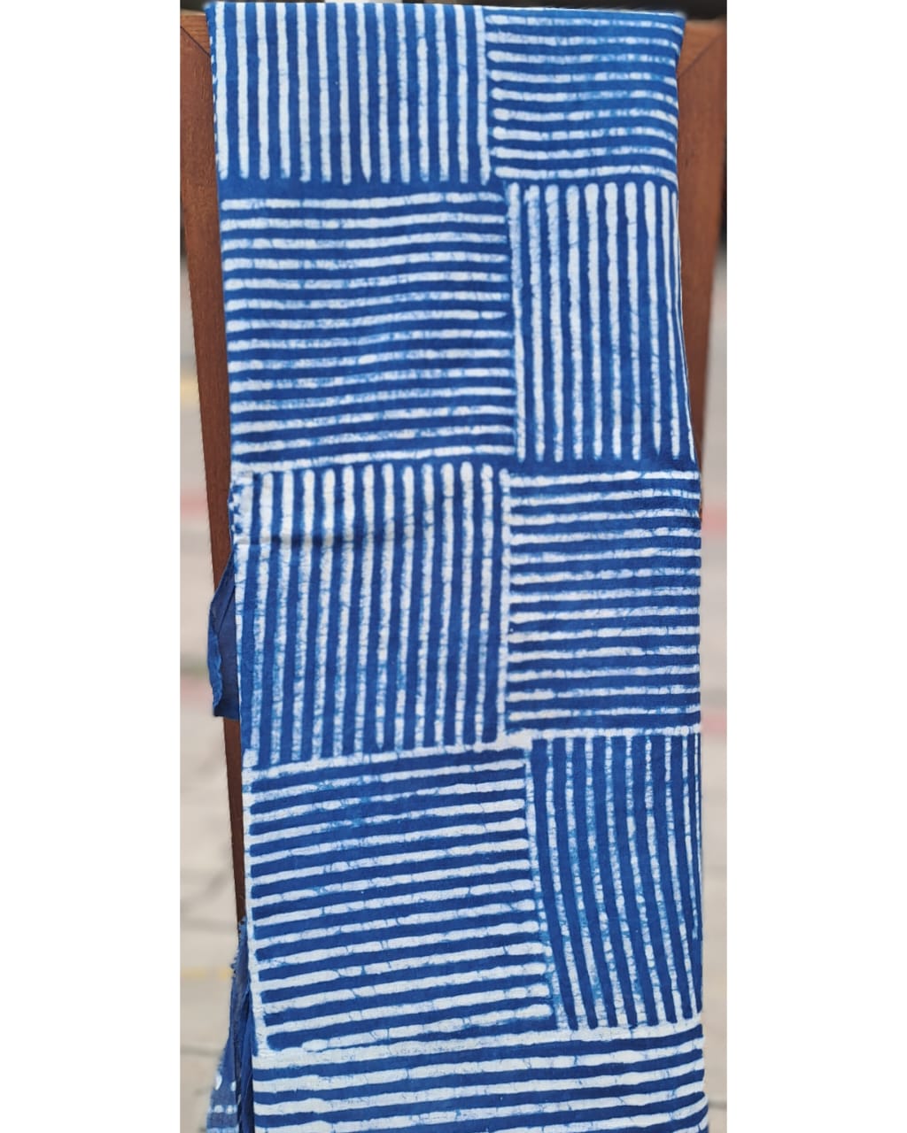 INDIGO HANBLOCK  MULMUL SAREE