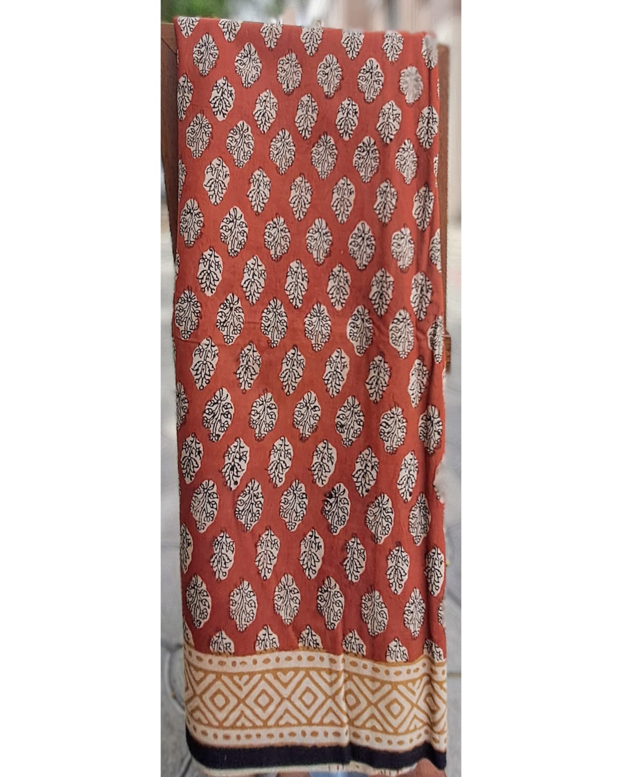 EARTH COLOUR HANDBLOCK  MULMUL SAREE