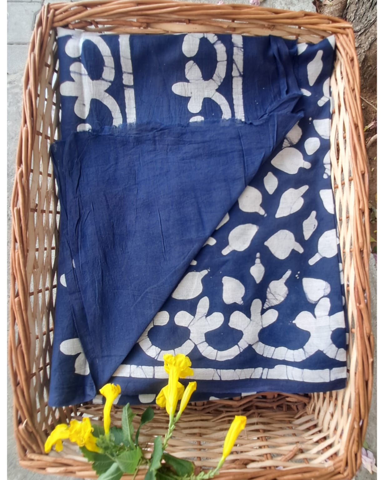 INDIGO HANDBLOCK MULMUL SAREE