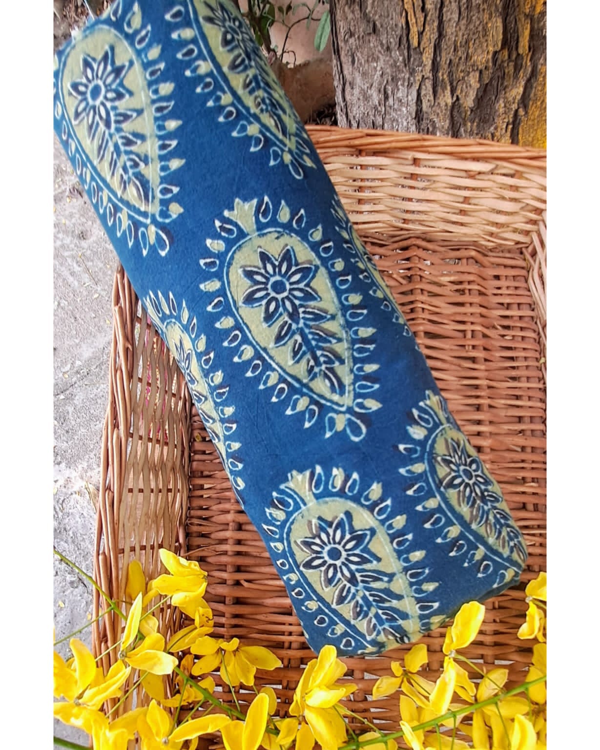 BLUISH GREEN -  AJRAKH  COTTON RUNNING FABRC