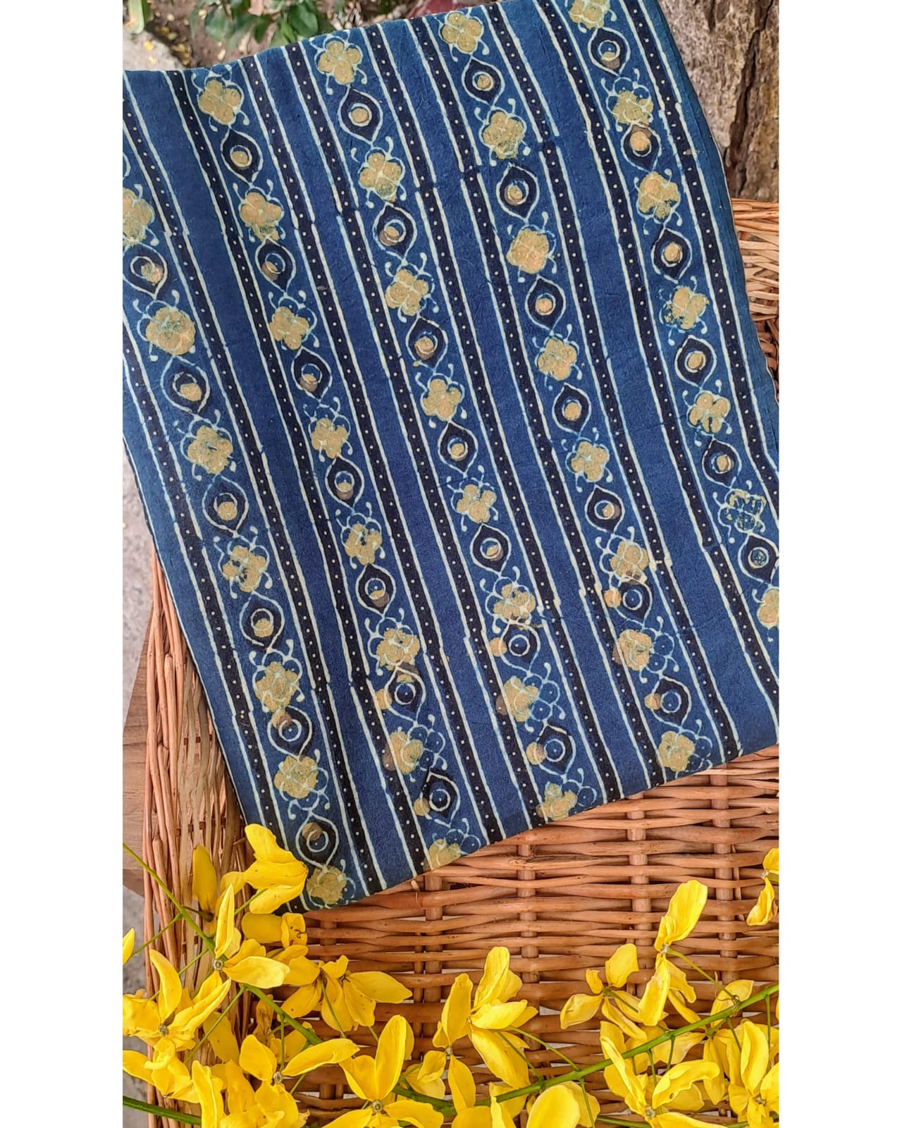 BLUISH GREEN -  AJRAKH  COTTON RUNNING FABRC