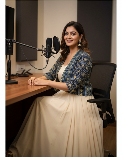 BLUISH GREEN -  AJRAKH  COTTON RUNNING FABRC