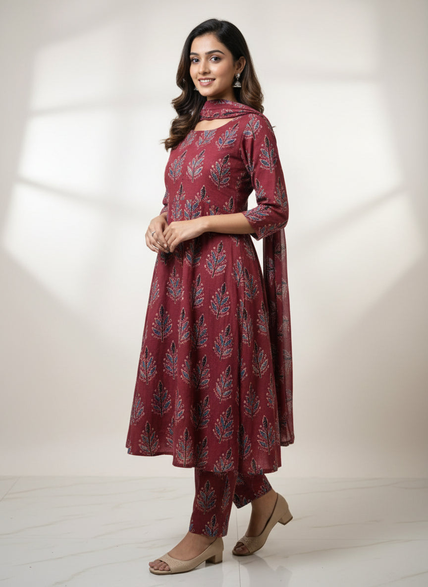 RED - AJRAKH RUNNING FABRIC