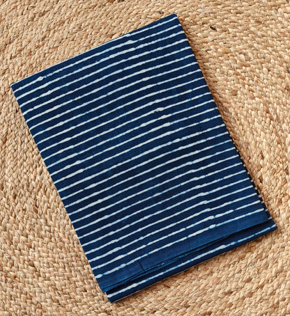 INDIGO HAND BLOCKED COTTON MUL MUL SAREE