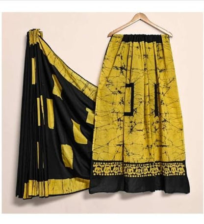 BLACK RANGOLI HANDBLOCK MUL MUL SAREE