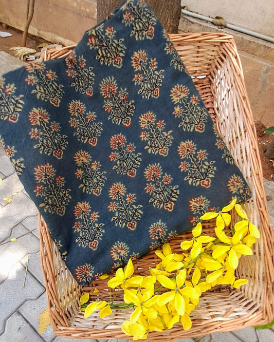 GREEN - AJRAKH  COTTON RUNNING FABRIC