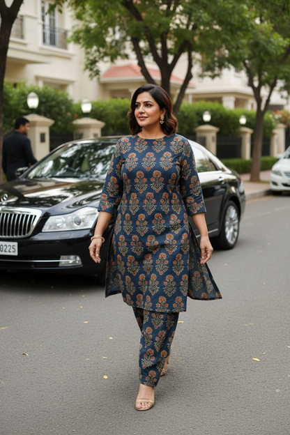 GREEN - AJRAKH  COTTON RUNNING FABRIC