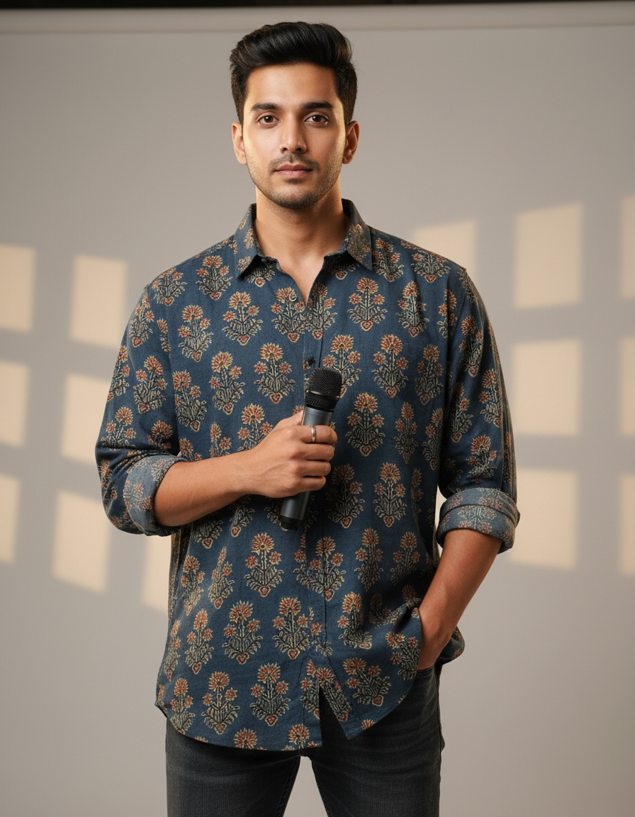 GREEN - AJRAKH  COTTON RUNNING FABRIC