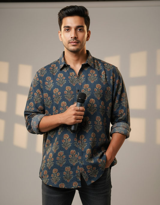 GREEN - AJRAKH  COTTON RUNNING FABRIC