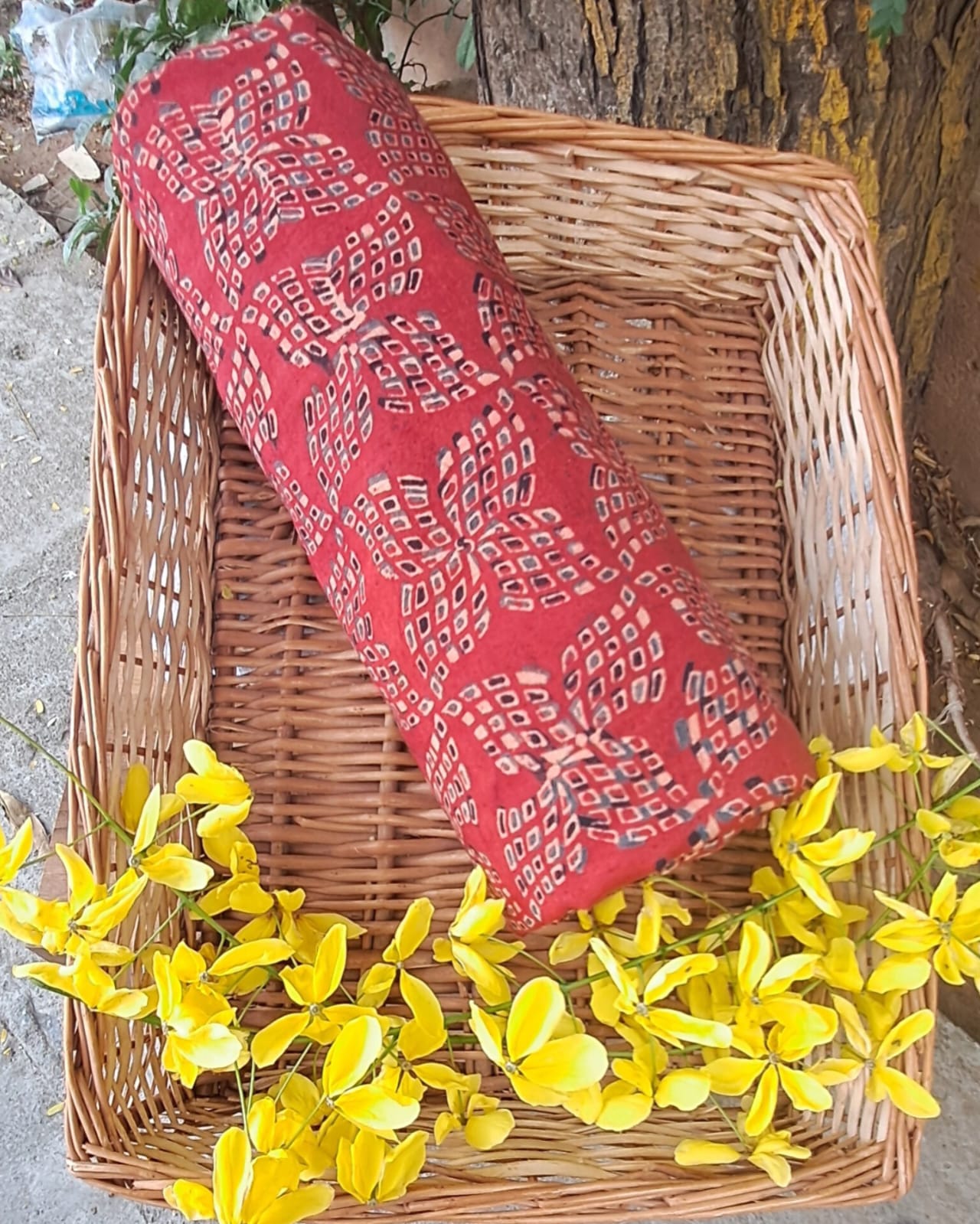 RED - AJRAKH COTTON RUNNING FABRIC