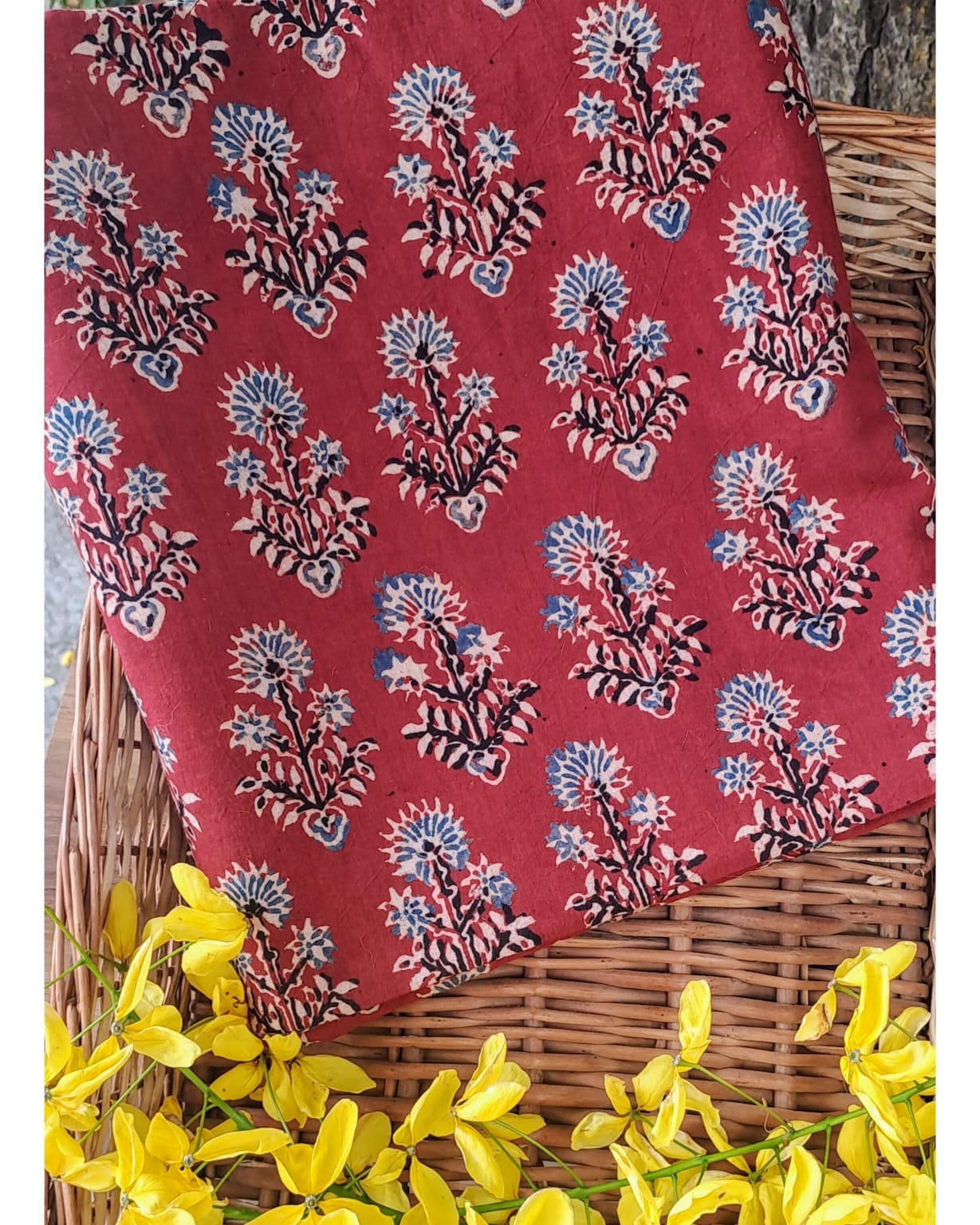 RED- AJRAKH COTTON RUNNING FABRIC