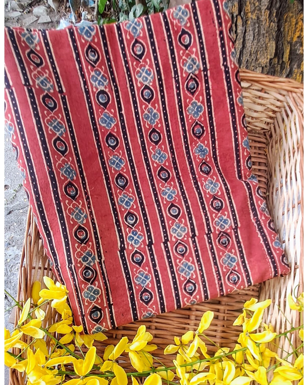 RED - AJRAKH COTTON  RUNNING FABRIC