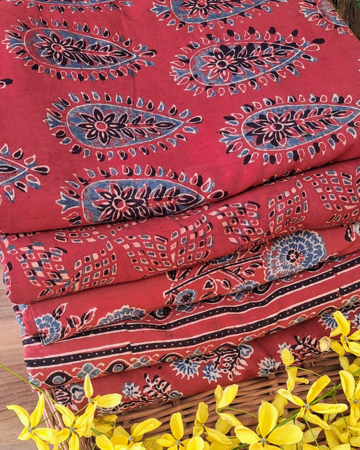 RED - AJRAKH COTTON RUNNING FABRIC