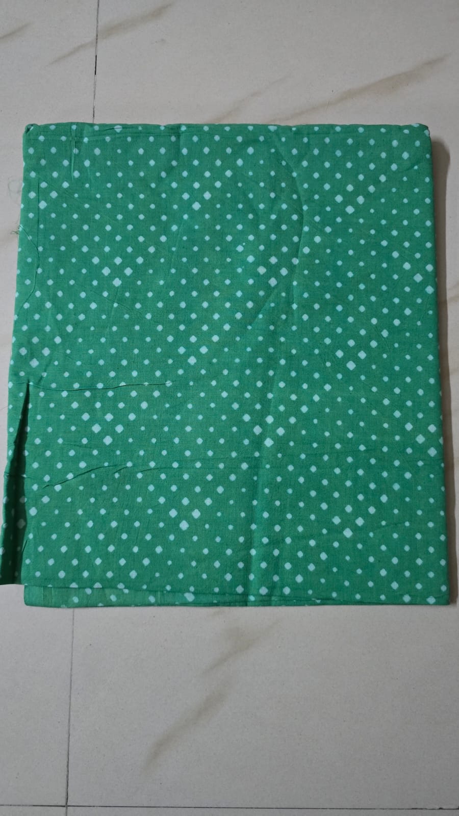 TURQOISE GREEN HANDBLOCKED COTTON PRECUT 2.5M FABRIC