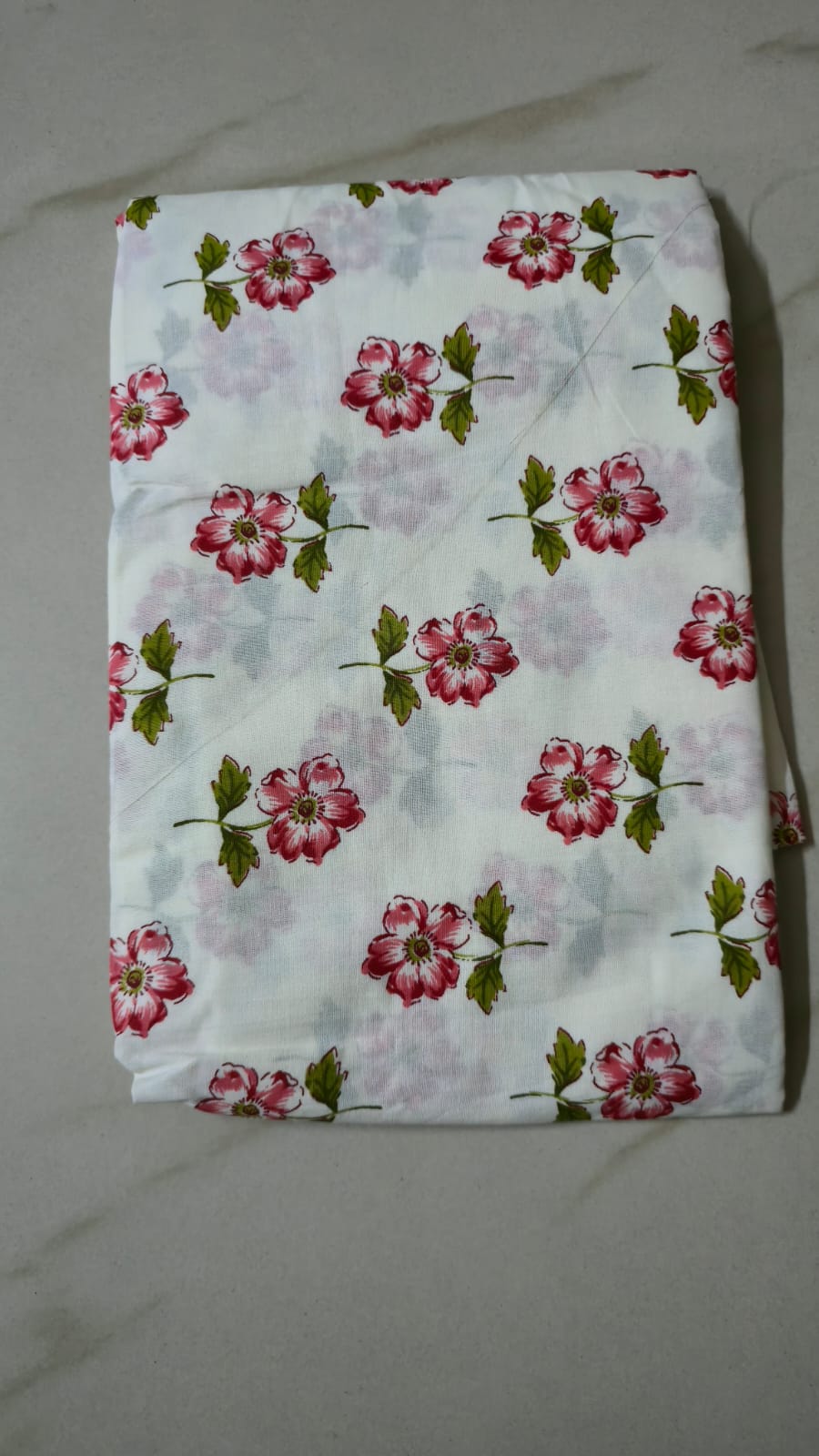 WHITE HANDBLOCKED COTTON PRECUT 2.5M FABRIC