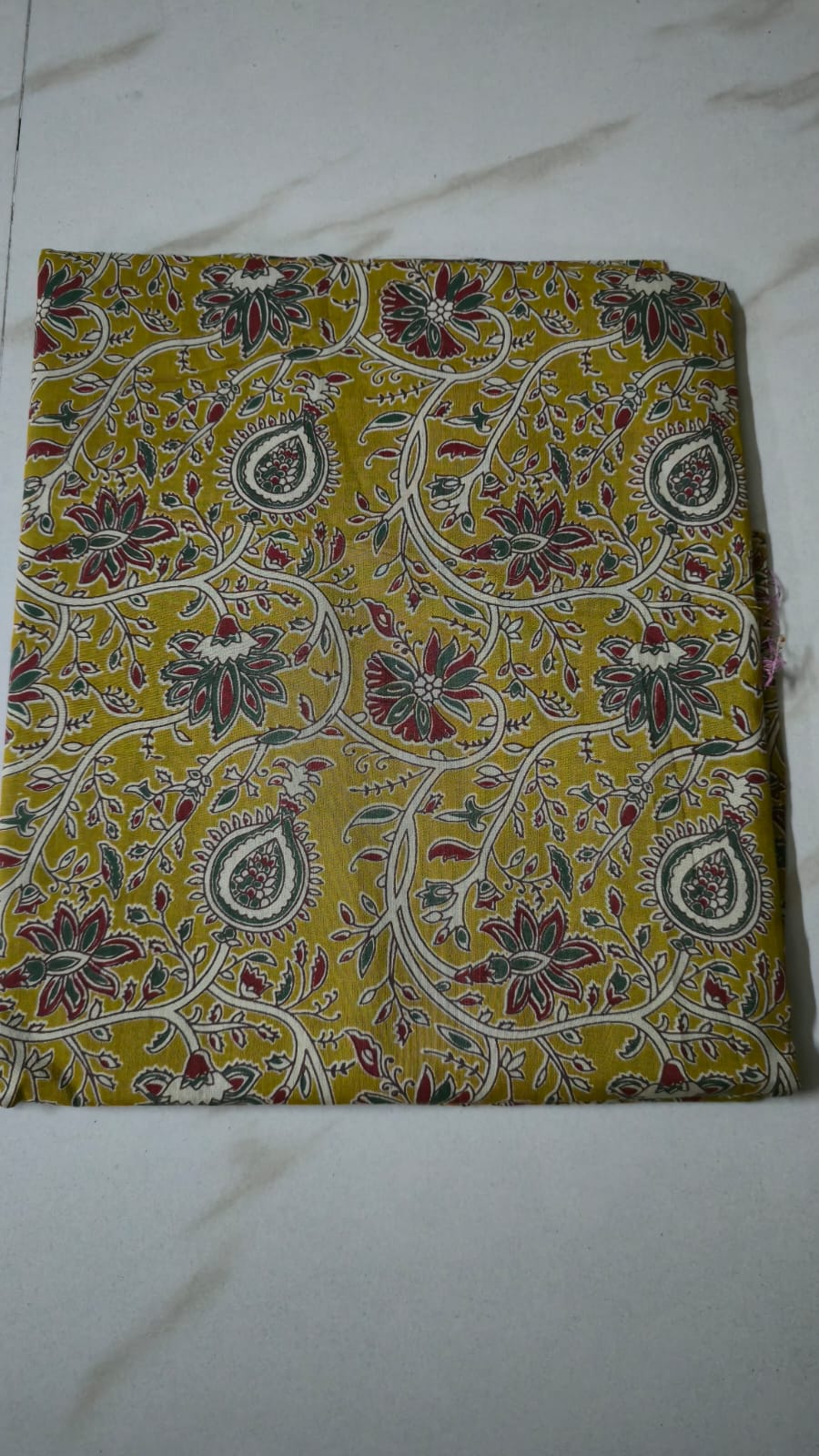 YELLOW HANDBLOCKED COTTON PRECUT 2.5M FABRIC